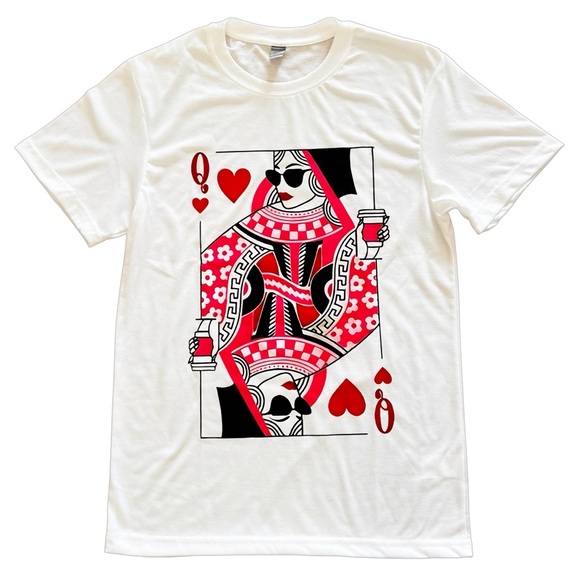 NEW White Pink Red Queen Hearts Playing Card Sunglasses Poker Coffee Cup T-shirt - Picture 2 of 2